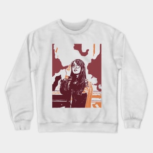 Casual print girl with glasses Crewneck Sweatshirt